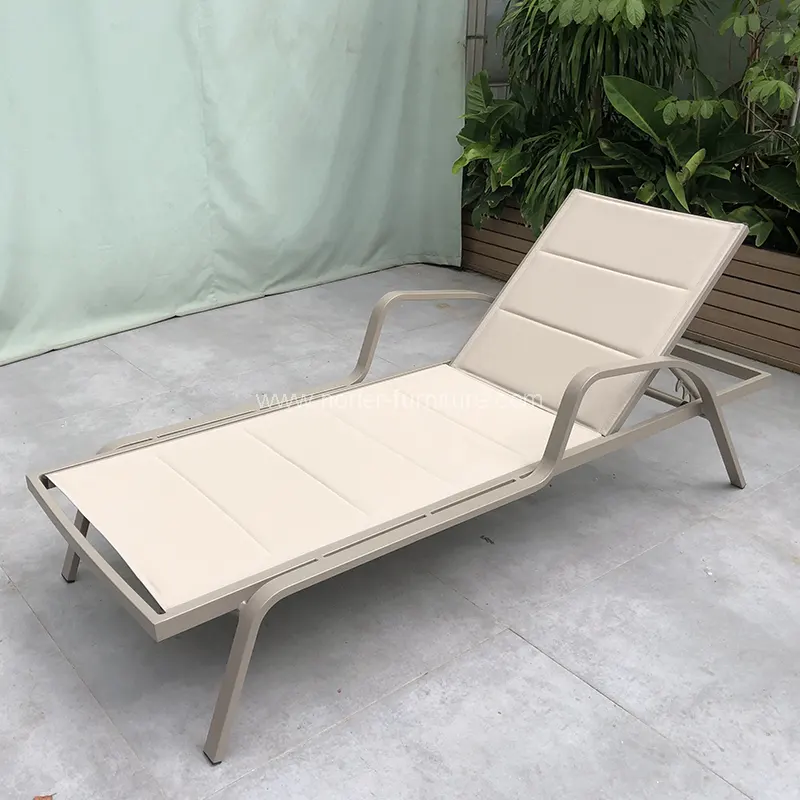 Odolný vonkajší hliníkový textilén Sun Lounger